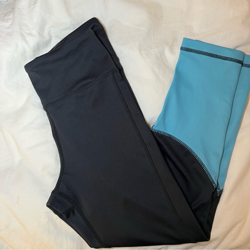 Foxy Athletic Blue and Black Workout Leggings, Women's Size XS